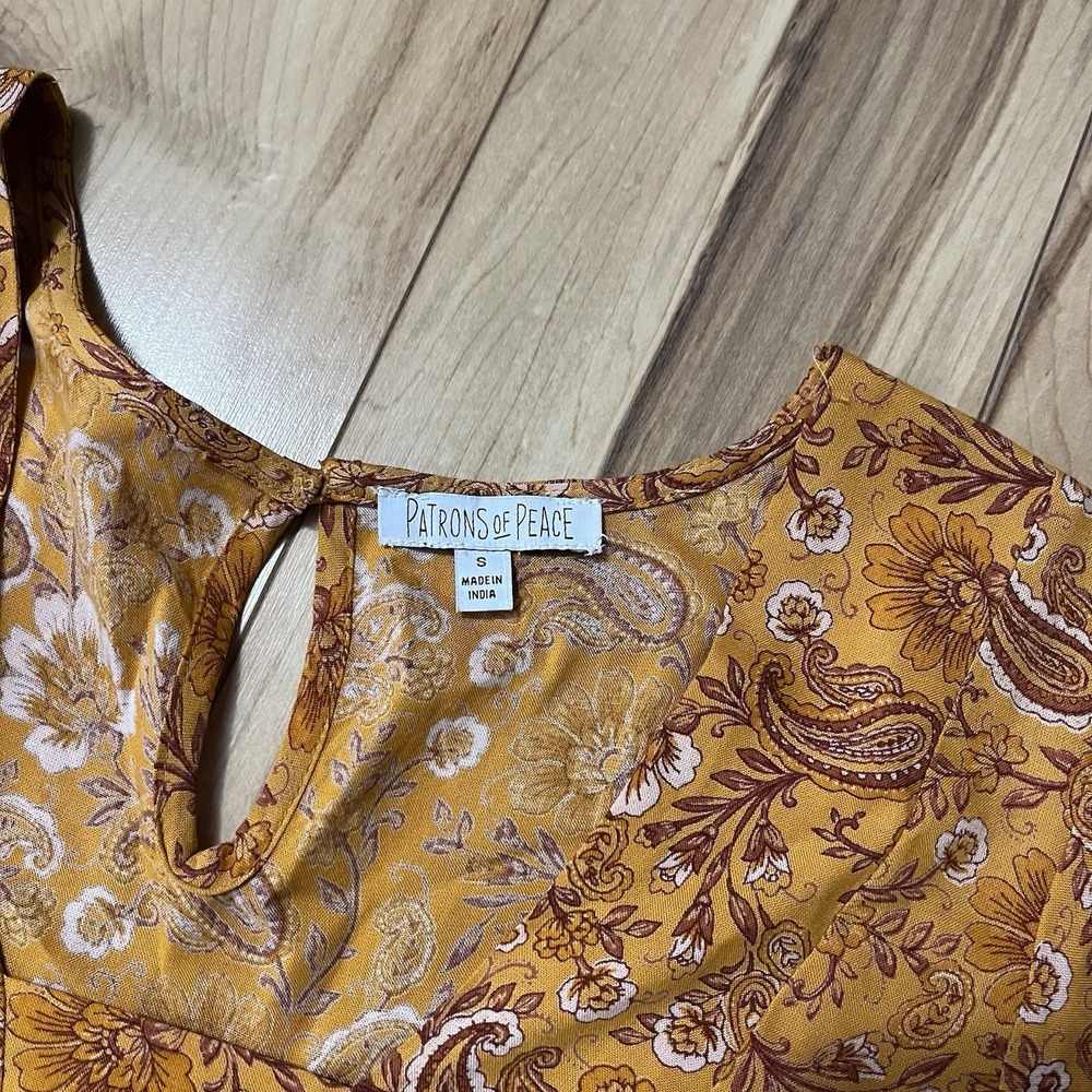 Patrons of Peace Anthropologie Tiered Orange Paisley Peasant Boho Sz S Festival - Picture 2 of 7